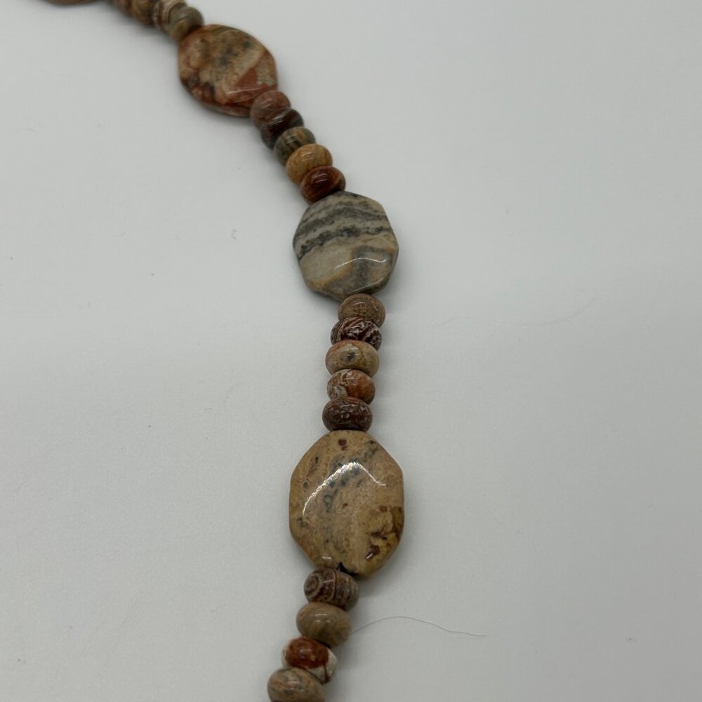 Handcrafted Jasper Necklace Multi-Color Beaded Earth Tone Artisan Stone 20" - Picture 10 of 13